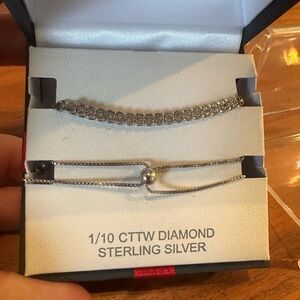 Sterling Silver 1/10 CTTW Diamond Bracelet with Bolo Closure